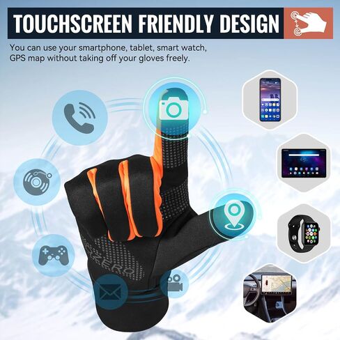 OZERO Winter Touchscreen Gloves for Men: Warm Running Gloves Windproof Water Resistant - Lightweight Thermal Glove for Hiking Cycling Driving in Kuwait