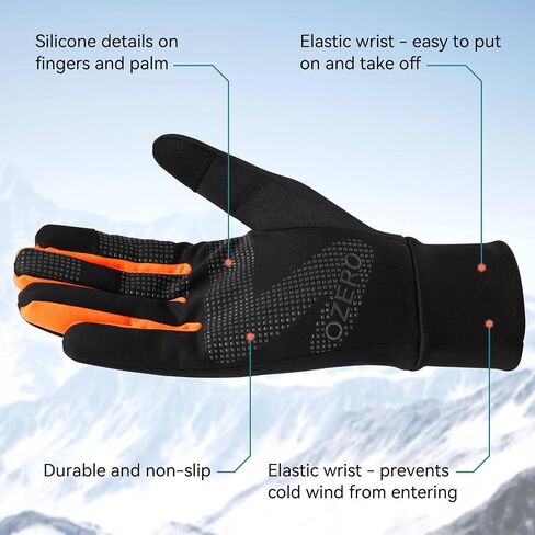 OZERO Winter Touchscreen Gloves for Men: Warm Running Gloves Windproof Water Resistant - Lightweight Thermal Glove for Hiking Cycling Driving in Kuwait