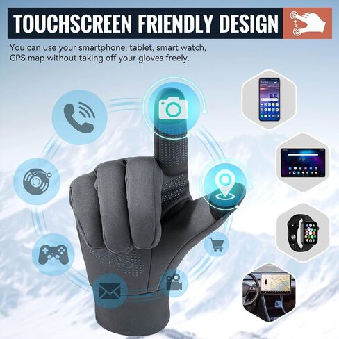 OZERO Winter Touchscreen Gloves for Men: Warm Running Gloves Windproof Water Resistant - Lightweight Thermal Glove for Hiking Cycling Driving in Kuwait