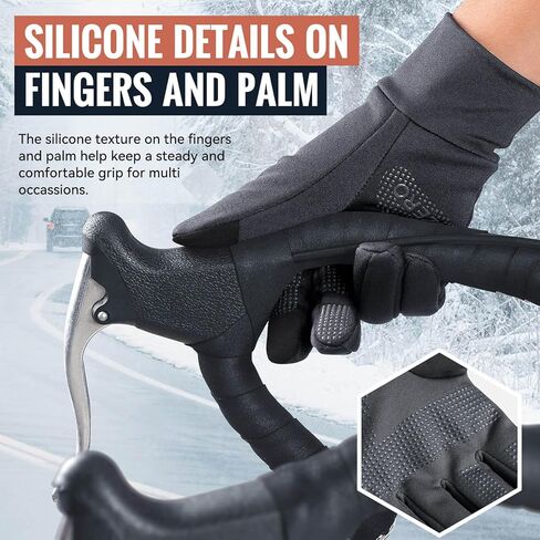 OZERO Winter Touchscreen Gloves for Men: Warm Running Gloves Windproof Water Resistant - Lightweight Thermal Glove for Hiking Cycling Driving in Kuwait