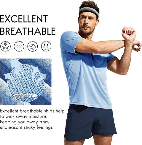 Haimont Men's Dry Fit Athletic Running Shirts UPF 50+ Quick Dry Workout Short Sleeve Lightweight Crewneck T-Shirts in Saudi Arabia