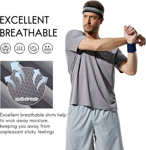 Haimont Men's Dry Fit Athletic Running Shirts UPF 50+ Quick Dry Workout Short Sleeve Lightweight Crewneck T-Shirts in Saudi Arabia