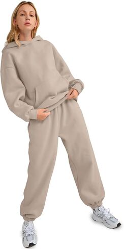 AUTOMET Womens 2 Piece Outfits Lounge Hoodie Sweatsuit Sets Oversized Sweatshirt Baggy Fall Fashion Sweatpants with Pockets in Kuwait