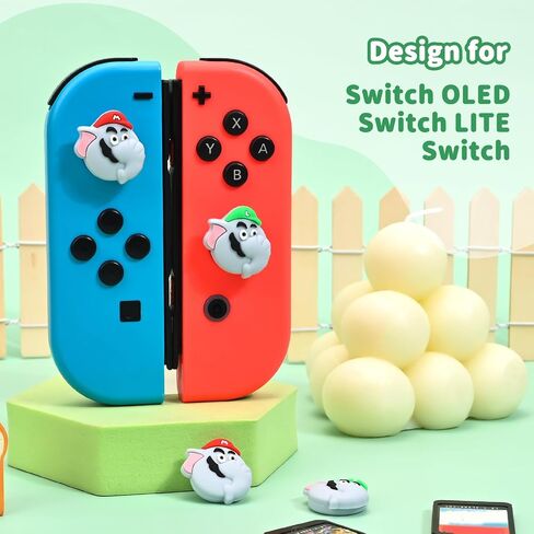 DLseego Thumb Grips تصميم قبعات للتبديل/التبديل لايت/تبديل وحدة تحكم OLED، وحدة تحكم تناظرية من السيليكون الناعم Joycon أغطية واقية مضادة للانزلاق 4 قطع قبعات عصا التحكم بأزرار السلاحف - السلاحف الخضراء in Kuwait