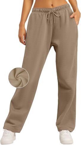 AUTOMET Women's Wide Leg Sweatpants Fleece Lined Baggy Straight Leg Lounge Pants Fall Outfits Athletic Joggers with Pockets in Saudi Arabia