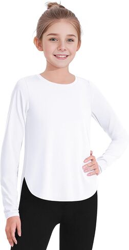 JOCMIC Girls Long Sleeve Shirts Kids Athletic Quick Dry Basic Tees for Gym Yoga Fall Tops UPF 50+ Sun Shirts in Saudi Arabia