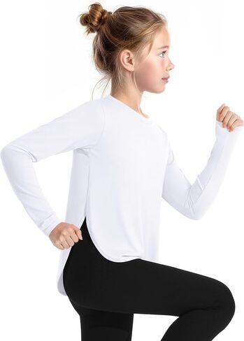 JOCMIC Girls Long Sleeve Shirts Kids Athletic Quick Dry Basic Tees for Gym Yoga Fall Tops UPF 50+ Sun Shirts in Saudi Arabia