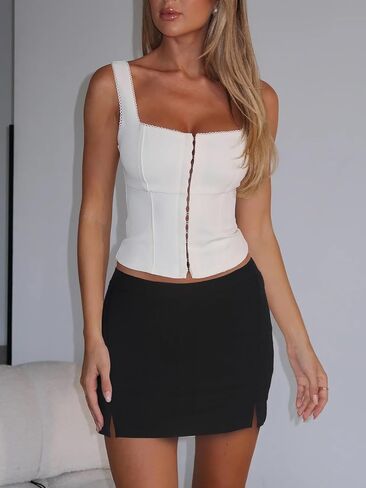 Women's Slit Mini Skorts Skirts - High Waisted Summer Y2K Going Out Bodycon A Line Skirt with Shorts Underneath in Saudi Arabia