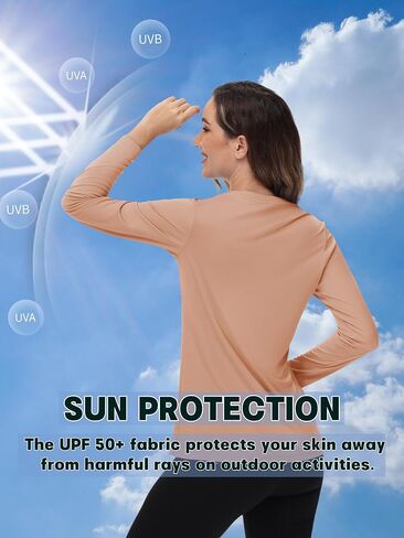 TACVASEN Women's UPF 50+ Sun Protection V Neck Long Sleeve Tops Quick Dry Hiking Running Workout T-Shirts in Kuwait