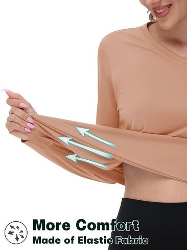 TACVASEN Women's UPF 50+ Sun Protection V Neck Long Sleeve Tops Quick Dry Hiking Running Workout T-Shirts in Kuwait