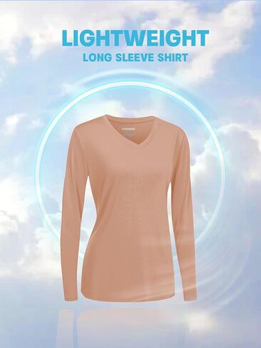 TACVASEN Women's UPF 50+ Sun Protection V Neck Long Sleeve Tops Quick Dry Hiking Running Workout T-Shirts in Kuwait