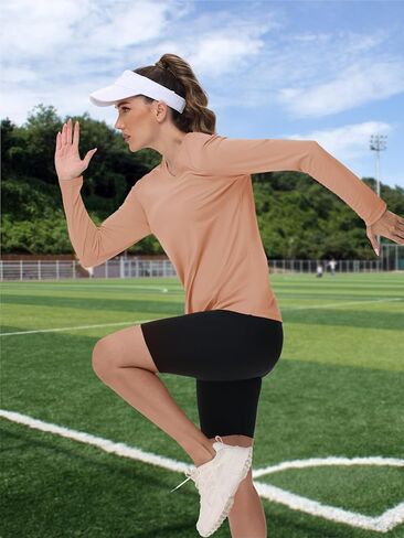TACVASEN Women's UPF 50+ Sun Protection V Neck Long Sleeve Tops Quick Dry Hiking Running Workout T-Shirts in Kuwait