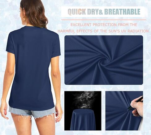تي شيرت TACVASEN للسيدات بعامل حماية من أشعة الشمس 50+ للحماية من الشمس ورقبة على شكل حرف V وأكمام قصيرة تي شيرت سريع الجفاف للمشي لمسافات طويلة والجري والتمارين in Kuwait