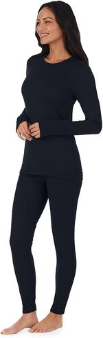 Cuddl Duds Womens Fleece Lined Thermal Long Sleeve Shirt and Leggings - Top and Bottom Base Layer Lounge Sets for Women in Saudi Arabia