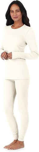 Cuddl Duds Womens Fleece Lined Thermal Long Sleeve Shirt and Leggings - Top and Bottom Base Layer Lounge Sets for Women in Saudi Arabia