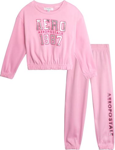 AEROPOSTALE Girls Sweat Suit Set - 2 Piece Soft Fleece Pullover Graphic Crewneck Sweatshirt and Jogger Pants for Girls (4-12) in Saudi Arabia