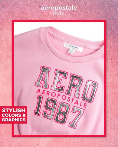 AEROPOSTALE Girls Sweat Suit Set - 2 Piece Soft Fleece Pullover Graphic Crewneck Sweatshirt and Jogger Pants for Girls (4-12) in Saudi Arabia