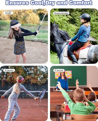 Soneven Girls Long Sleeve Golf Polo Shirts Quick Dry UPF50+ Equestrian Tennis Tops with Thumb Holes for Age 5-16 Years in Kuwait