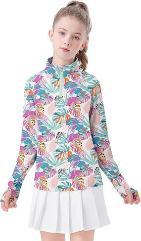 Soneven Girls Long Sleeve Golf Polo Shirts Quick Dry UPF50+ Equestrian Tennis Tops with Thumb Holes for Age 5-16 Years in Kuwait