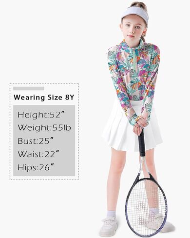 Soneven Girls Long Sleeve Golf Polo Shirts Quick Dry UPF50+ Equestrian Tennis Tops with Thumb Holes for Age 5-16 Years in Kuwait