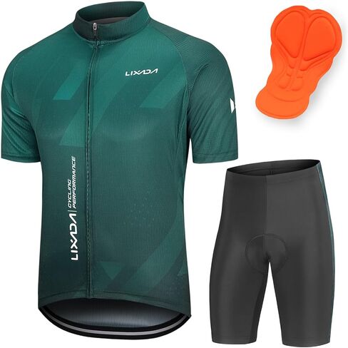 LIXADA Men's Cycling Jersey Short Sleeve with Padded Shorts Quick-Dry Summer Short Bike Clothing Bicycle Shirts Pants Set in Kuwait