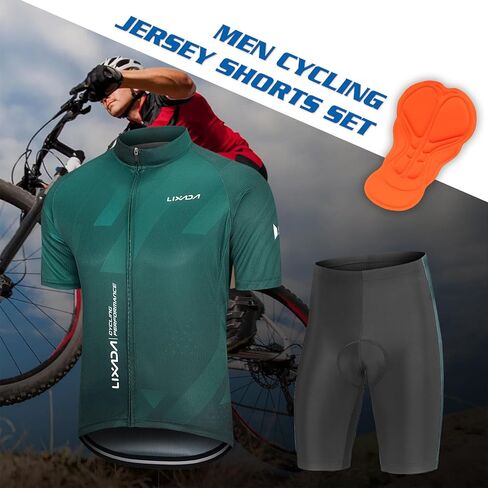 LIXADA Men's Cycling Jersey Short Sleeve with Padded Shorts Quick-Dry Summer Short Bike Clothing Bicycle Shirts Pants Set in Kuwait
