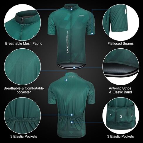 LIXADA Men's Cycling Jersey Short Sleeve with Padded Shorts Quick-Dry Summer Short Bike Clothing Bicycle Shirts Pants Set in Kuwait