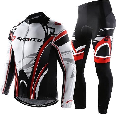 sponeed Cycling Clothes for Men Long Sleeve Mountain Bike Road Bicycle Shirt Jerseys Padded Pants Biking Outfits in Saudi Arabia