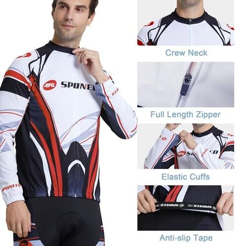 sponeed Cycling Clothes for Men Long Sleeve Mountain Bike Road Bicycle Shirt Jerseys Padded Pants Biking Outfits in Saudi Arabia