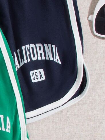 SHENHE Girl's 3 Piece Letter Graphic Elastic High Waisted Track Dolphin Shorts in Saudi Arabia