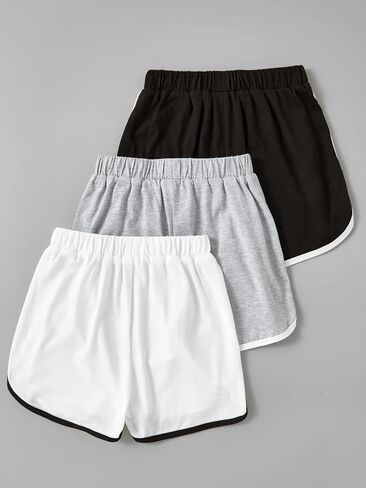SHENHE Girl's 3 Piece Letter Graphic Elastic High Waisted Track Dolphin Shorts in Saudi Arabia