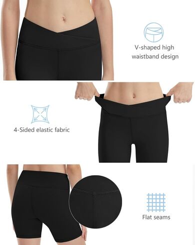 Runhit 5" Girls Volleyball Shorts Youth Cross Waist Spandex Shorts Kids Dance Biker Athletic Compression Shorts in Saudi Arabia