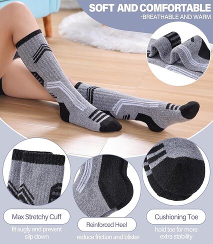 جوارب تزلج صوف ميرينو للأطفال للأولاد والبنات جوارب شتوية دافئة وسميكة ومريحة للتزلج على الجليد 3 أزواج in Kuwait