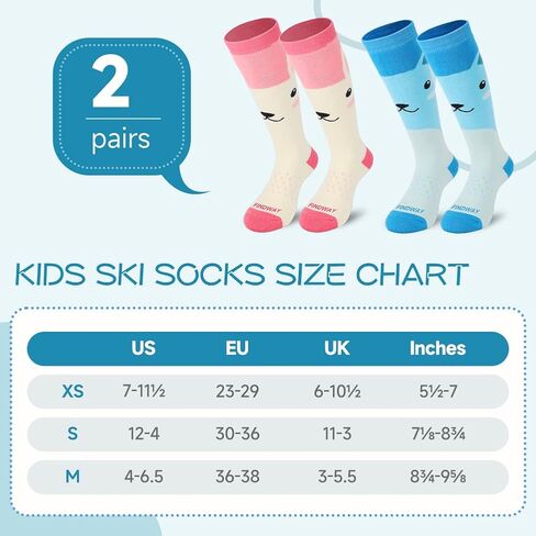findway Kids Ski Socks, 2 Pairs Knee-high Warm Thermal Winter Snowboard Socks for Girls Boys Toddler in Saudi Arabia