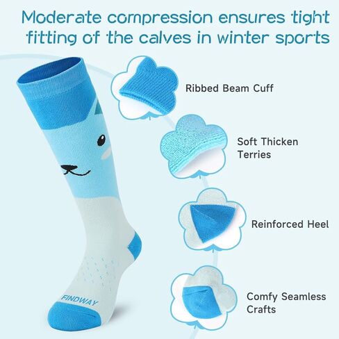 findway Kids Ski Socks, 2 Pairs Knee-high Warm Thermal Winter Snowboard Socks for Girls Boys Toddler in Saudi Arabia
