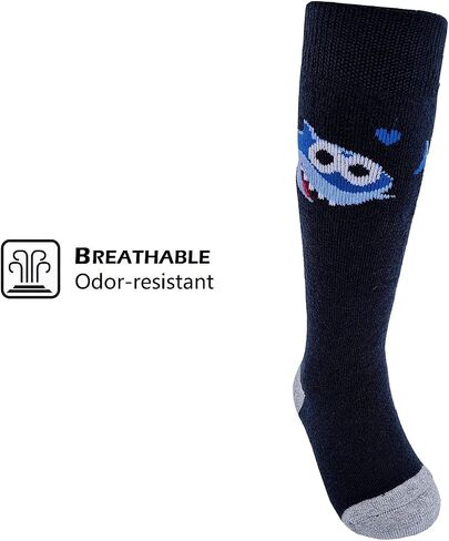 HIGHCAMP 2 Pairs Kids Merino Wool Ski Snowboard Socks Boy Girl Toddler Winter Snow Socks in Saudi Arabia