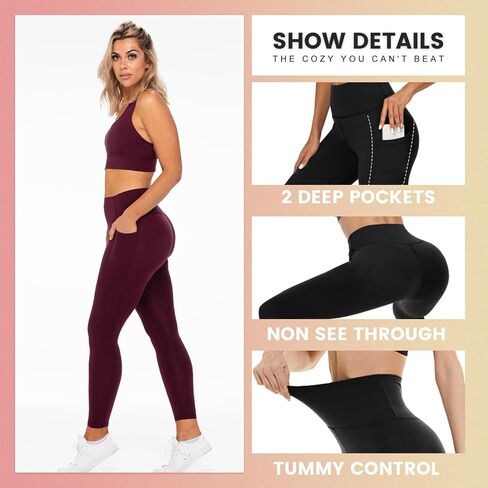 iceROSE 7 Pack Leggings for Women, High Waisted Tummy Control Soft Black Yoga Leggings for Workout Running Maternity in Saudi Arabia