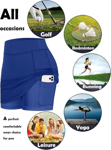 BLEVONH Womens Summer Tennis Skirts with Shorts Underneath, Pickleball, Athletic, Workout and Golf Skorts with Pockets in Kuwait