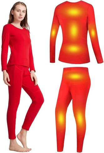 Women's Heated Thermal Underwear set, USB Women's Electric Thermal Long Underwear set, Snow Leggings for Women in Saudi Arabia