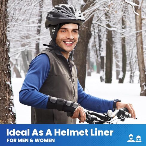 بطانة خوذة جمجمة مع فتحات النظارات، قبعة ركوب الدراجات الدافئة للأذن، قبعة رأس حرارية للرجال والنساء في الشتاء. in Kuwait