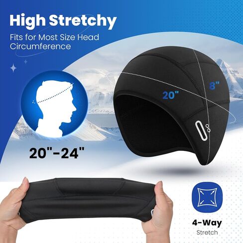 بطانة خوذة جمجمة مع فتحات النظارات، قبعة ركوب الدراجات الدافئة للأذن، قبعة رأس حرارية للرجال والنساء في الشتاء. in Kuwait