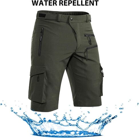 Hiauspor Men's Mountain Bike Shorts Stretch Hiking Cargo Shorts Quick Dry with Zipper Pocket for Cycling Casual Tactical in Kuwait