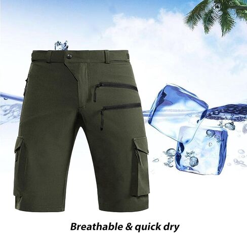 Hiauspor Men's Mountain Bike Shorts Stretch Hiking Cargo Shorts Quick Dry with Zipper Pocket for Cycling Casual Tactical in Kuwait