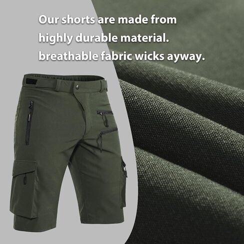Hiauspor Men's Mountain Bike Shorts Stretch Hiking Cargo Shorts Quick Dry with Zipper Pocket for Cycling Casual Tactical in Kuwait