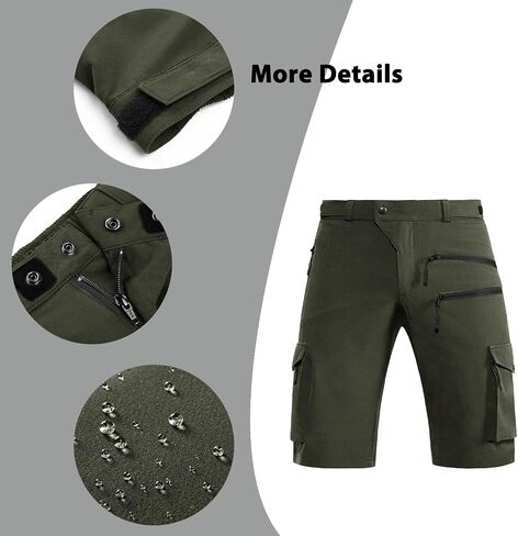 Hiauspor Men's Mountain Bike Shorts Stretch Hiking Cargo Shorts Quick Dry with Zipper Pocket for Cycling Casual Tactical in Kuwait