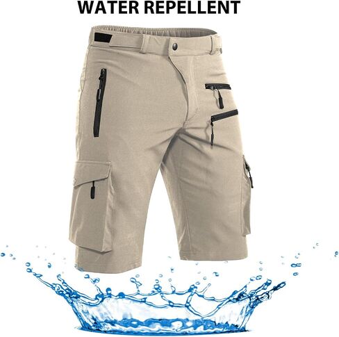 Hiauspor Men's Mountain Bike Shorts Stretch Hiking Cargo Shorts Quick Dry with Zipper Pocket for Cycling Casual Tactical in Kuwait