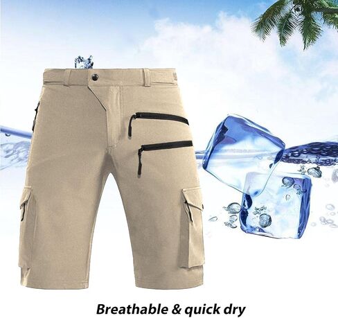 Hiauspor Men's Mountain Bike Shorts Stretch Hiking Cargo Shorts Quick Dry with Zipper Pocket for Cycling Casual Tactical in Kuwait