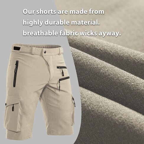 Hiauspor Men's Mountain Bike Shorts Stretch Hiking Cargo Shorts Quick Dry with Zipper Pocket for Cycling Casual Tactical in Kuwait