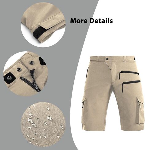 Hiauspor Men's Mountain Bike Shorts Stretch Hiking Cargo Shorts Quick Dry with Zipper Pocket for Cycling Casual Tactical in Kuwait