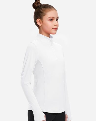 JOCMIC Girls Athletic Jacket Long Sleeve Horse Riding Shirts Fall Jackets Half Zip Sweatshirts with Thumbhole in Kuwait